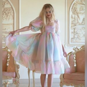 Selkie Rainbow French Puff Dress